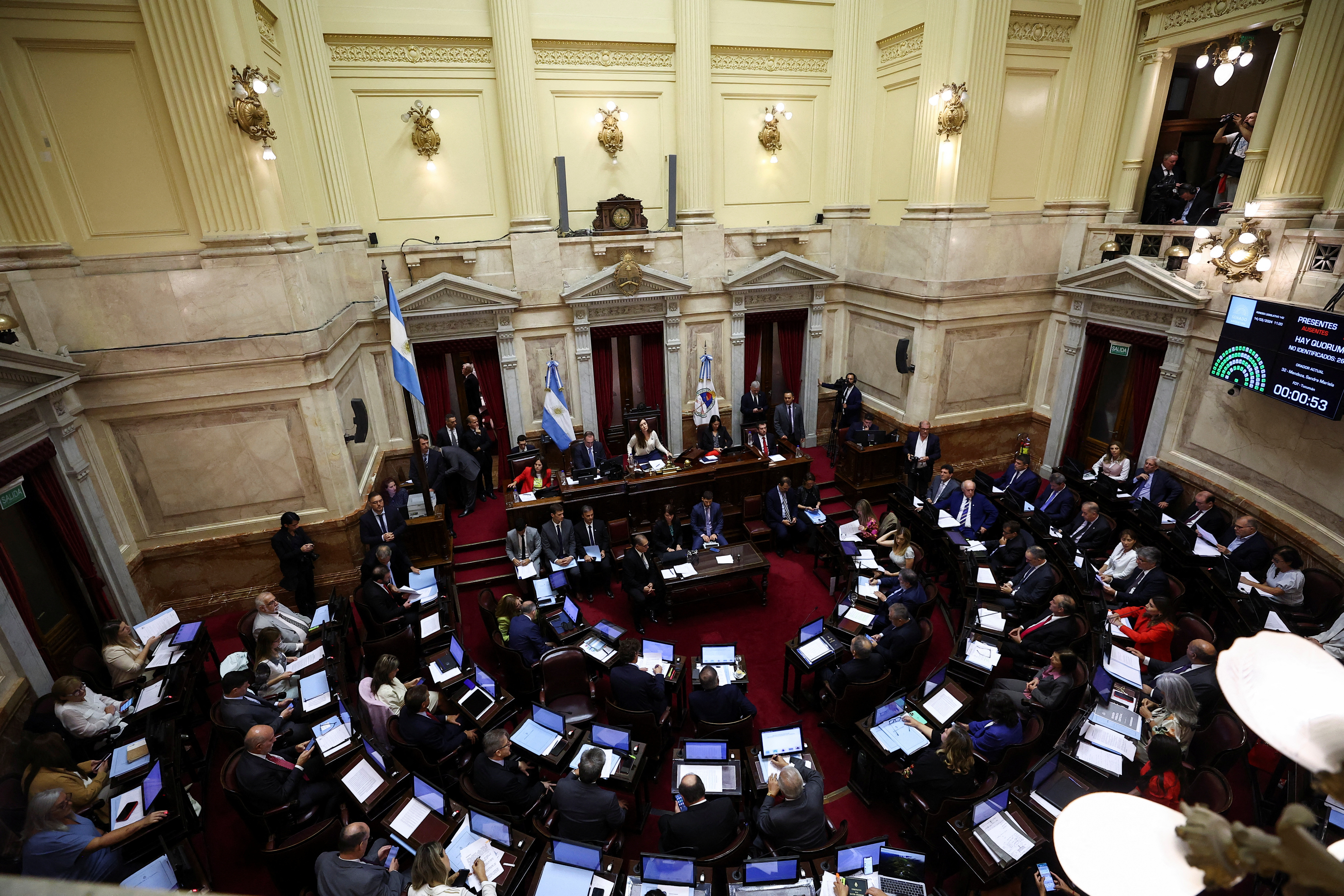 Argentine Senate debates Milei's necessity and urgency decree, in Buenos Aires