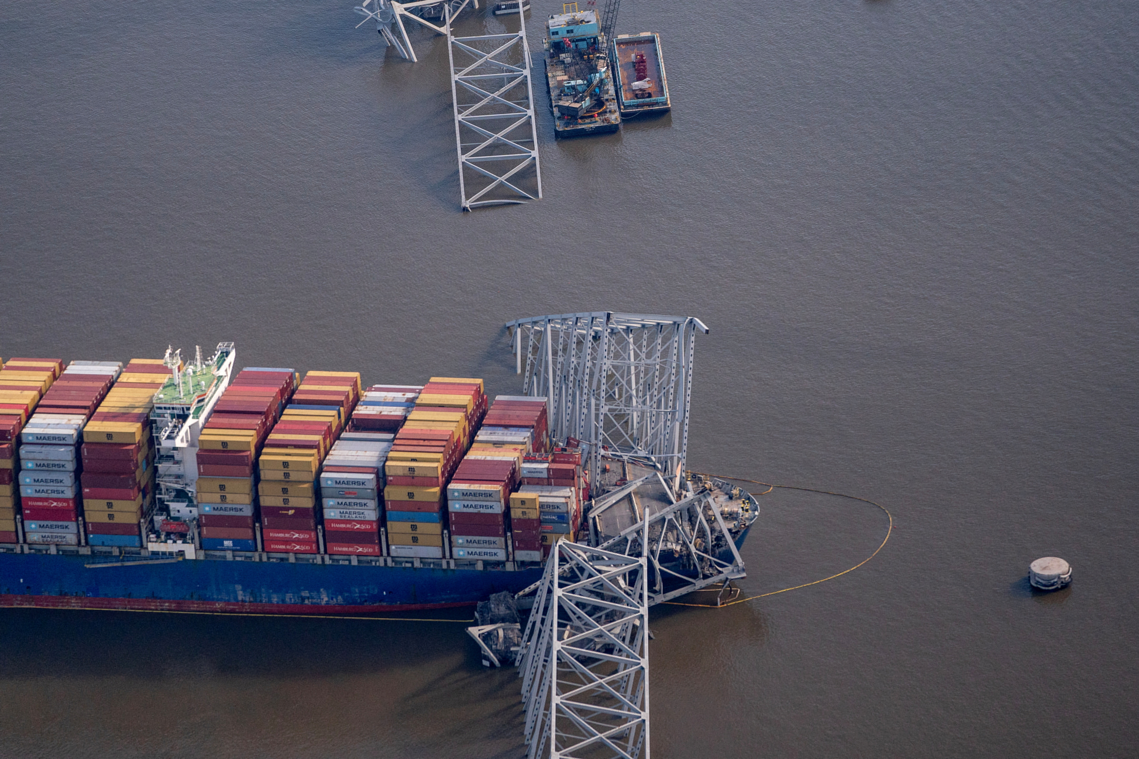 FILE PHOTO: View of the Dali cargo vessel which crashed into the Francis Scott Key Bridge causing it to collapse in Baltimore, Maryland