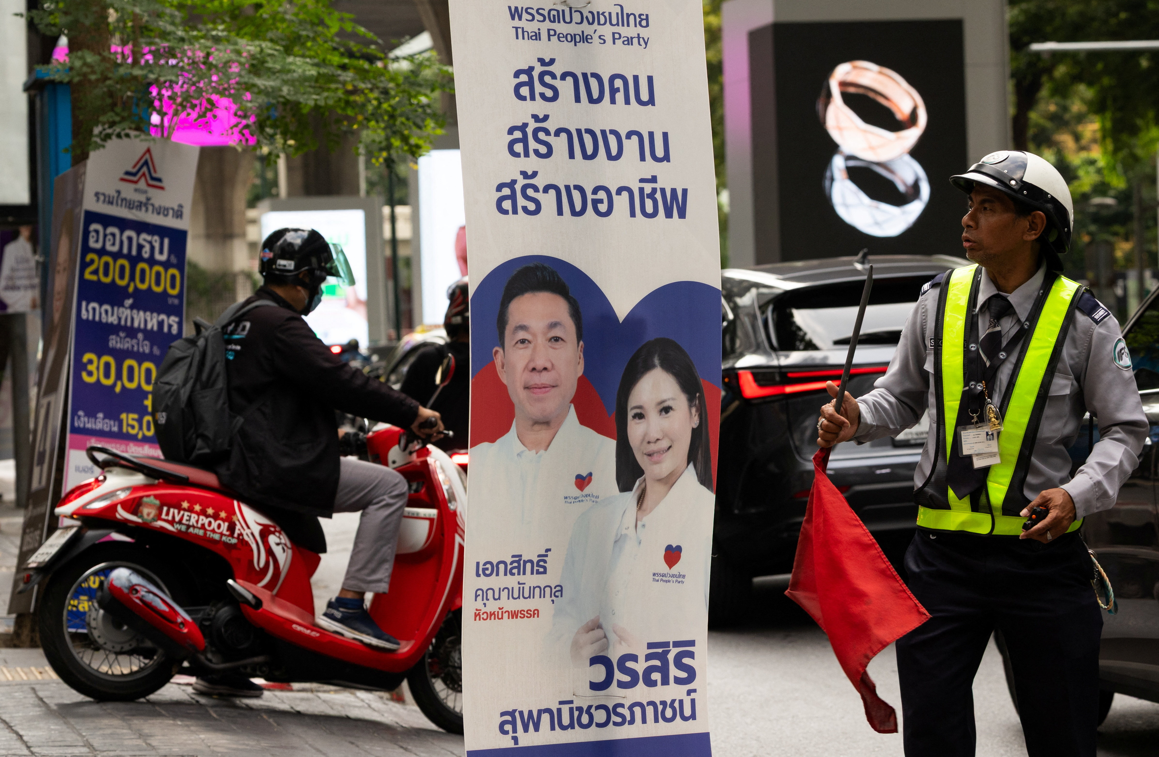 Electoral campaign posters ahead of Thailand's general elections, in Bangkok
