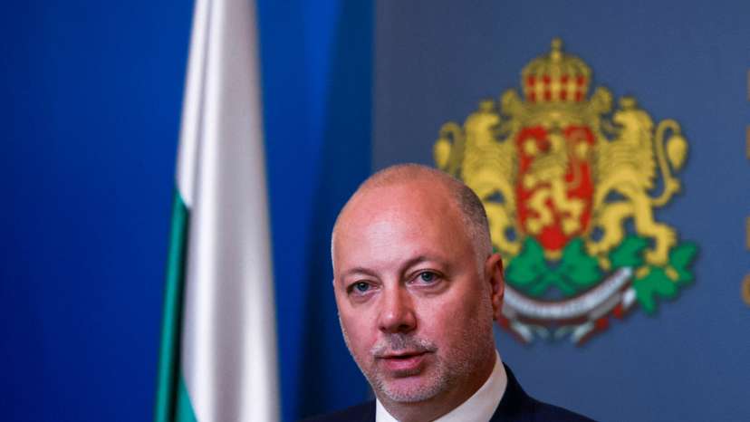 FILE PHOTO: Bulgarian PM Zhelyazkov attends a press conference