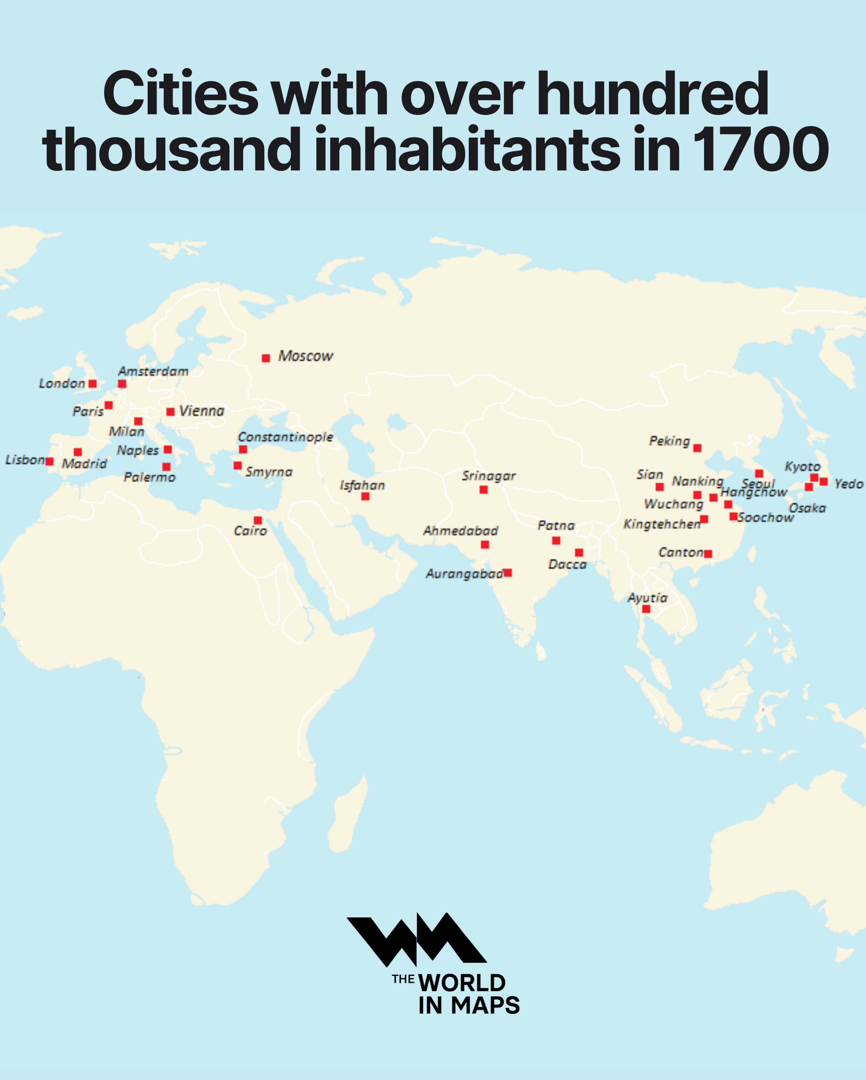 Asia and Europe dominated the world’s biggest cities in 1700