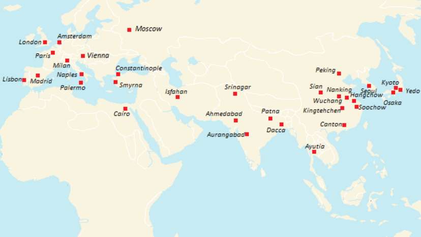 Asia and Europe dominated the world’s biggest cities in 1700