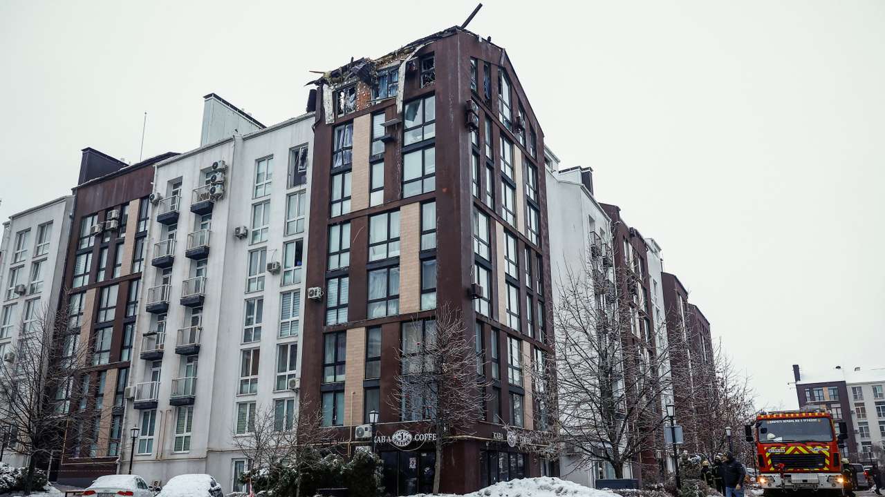 Aftermath of a Russian drone attack in Kyiv region