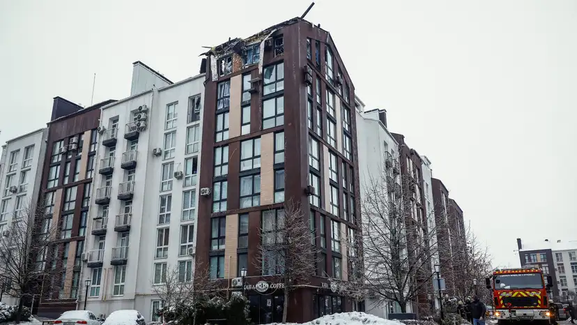 Aftermath of a Russian drone attack in Kyiv region