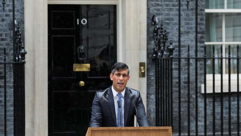 British PM Sunak speaks at Downing Street, in London