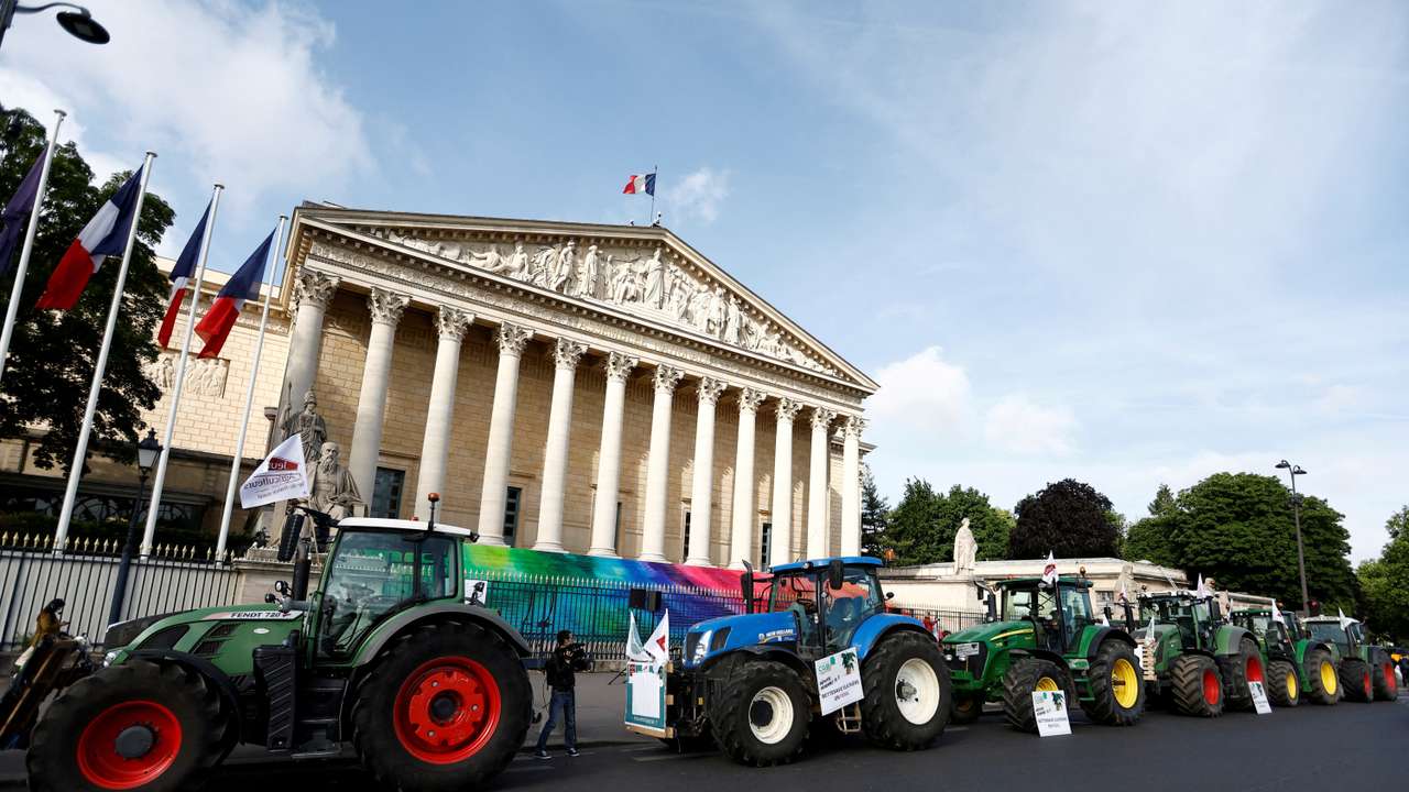 French farmers protest in front of the French parliament in Paris
