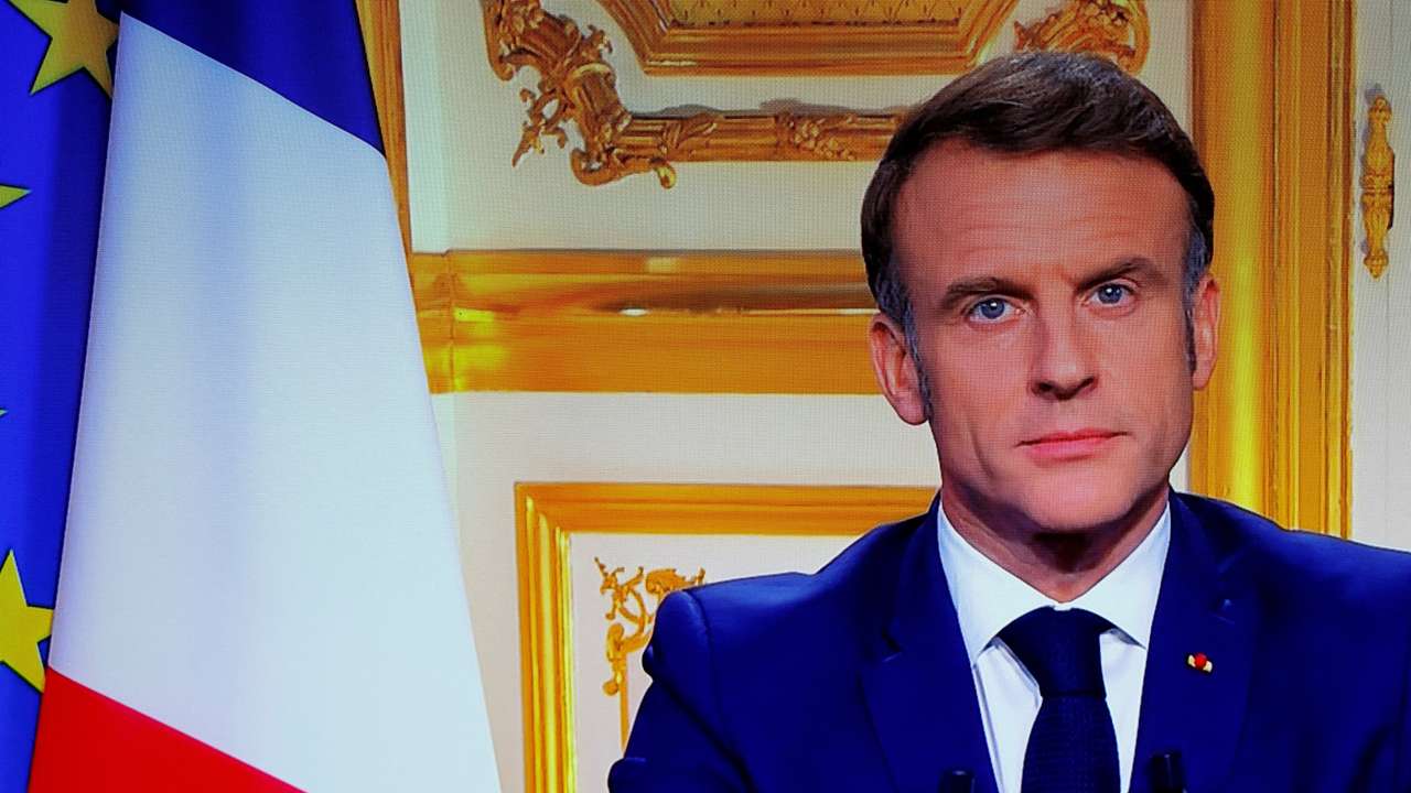 French President Macron makes a television address to the nation, in Paris