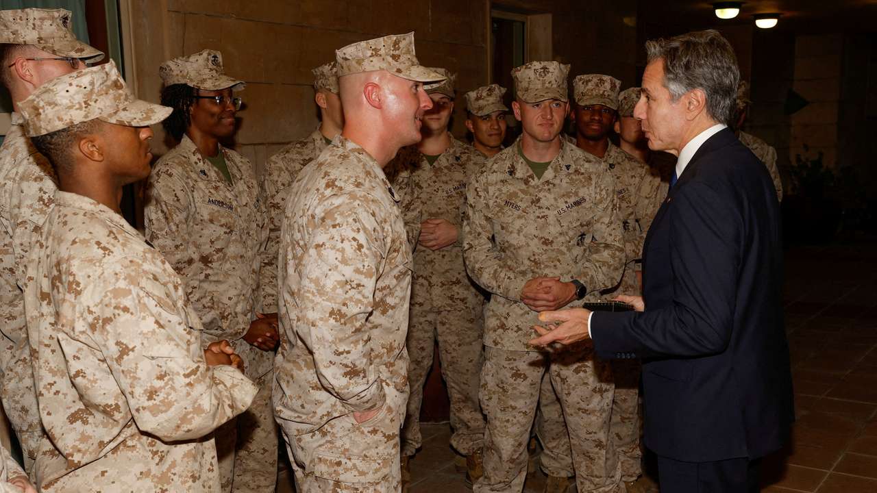 FILE PHOTO: U.S. Secretary of State Blinken arrives in Baghdad