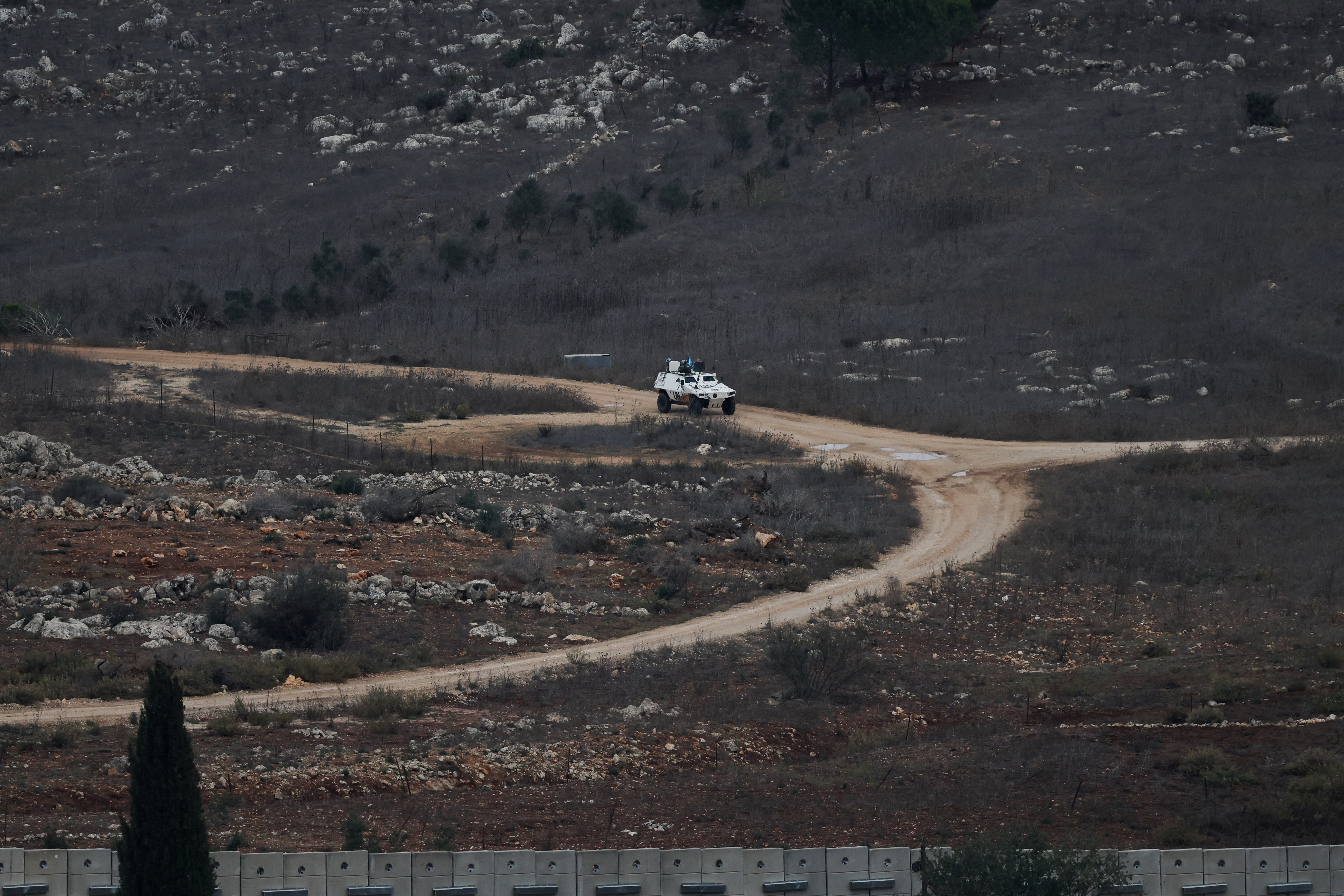 A concrete wall along Lebanon's southern border