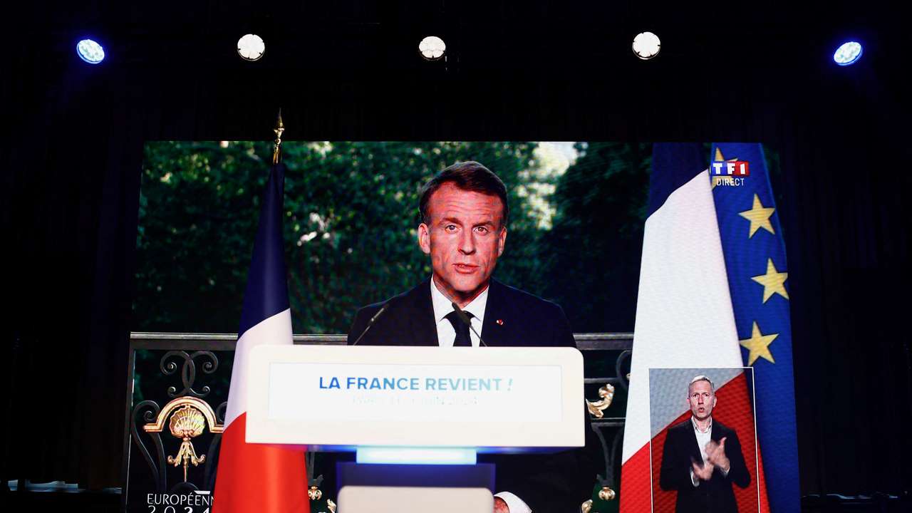 Bardella speaks after the polls closed during the European Parliament elections, in Paris