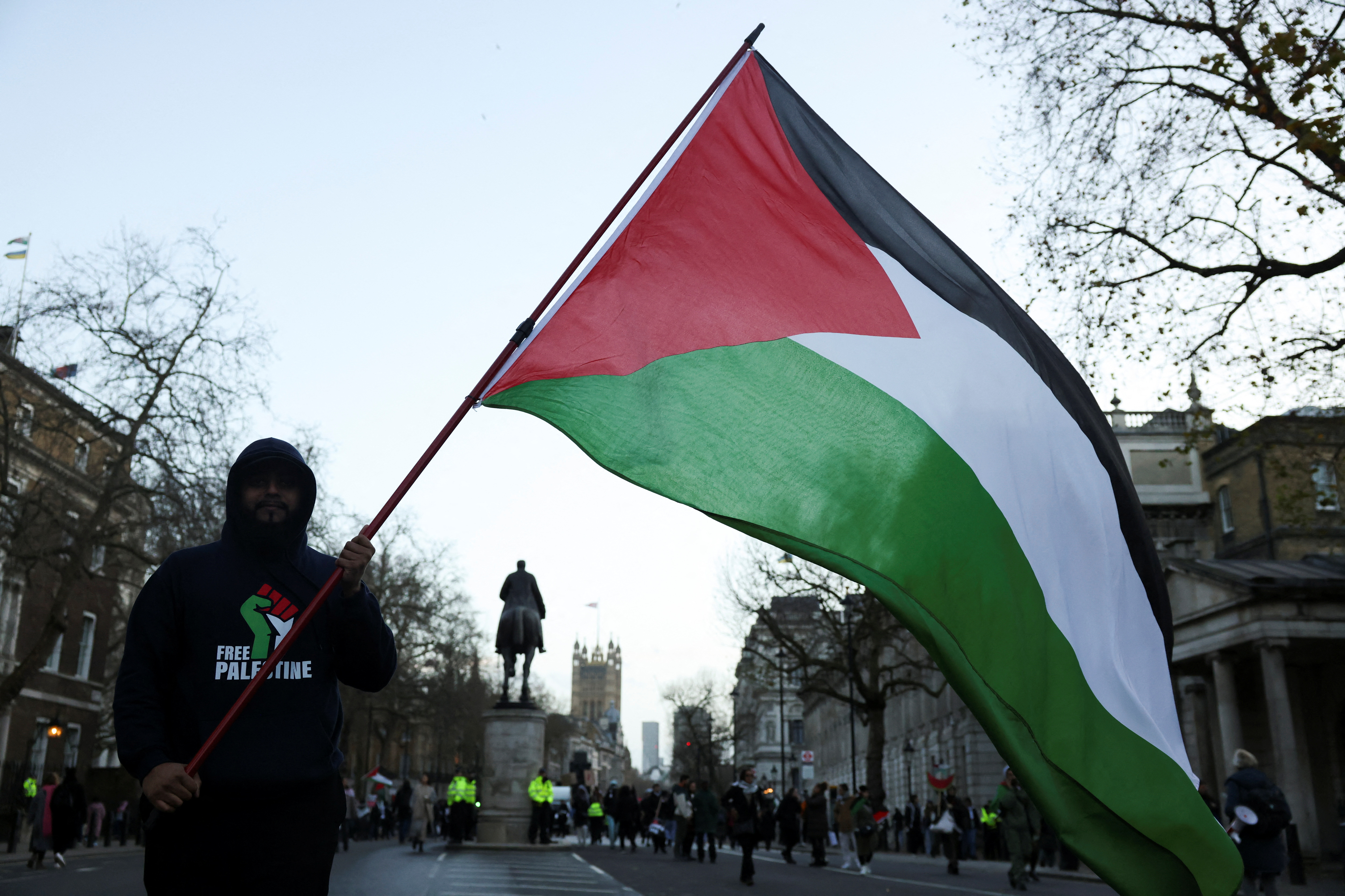 Protest in solidarity with Palestinians in Gaza, in London