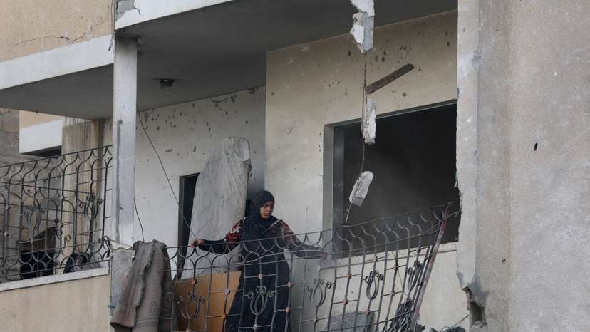 Aftermath of an Israeli strike on a house that took place on Monday, in Zawayda