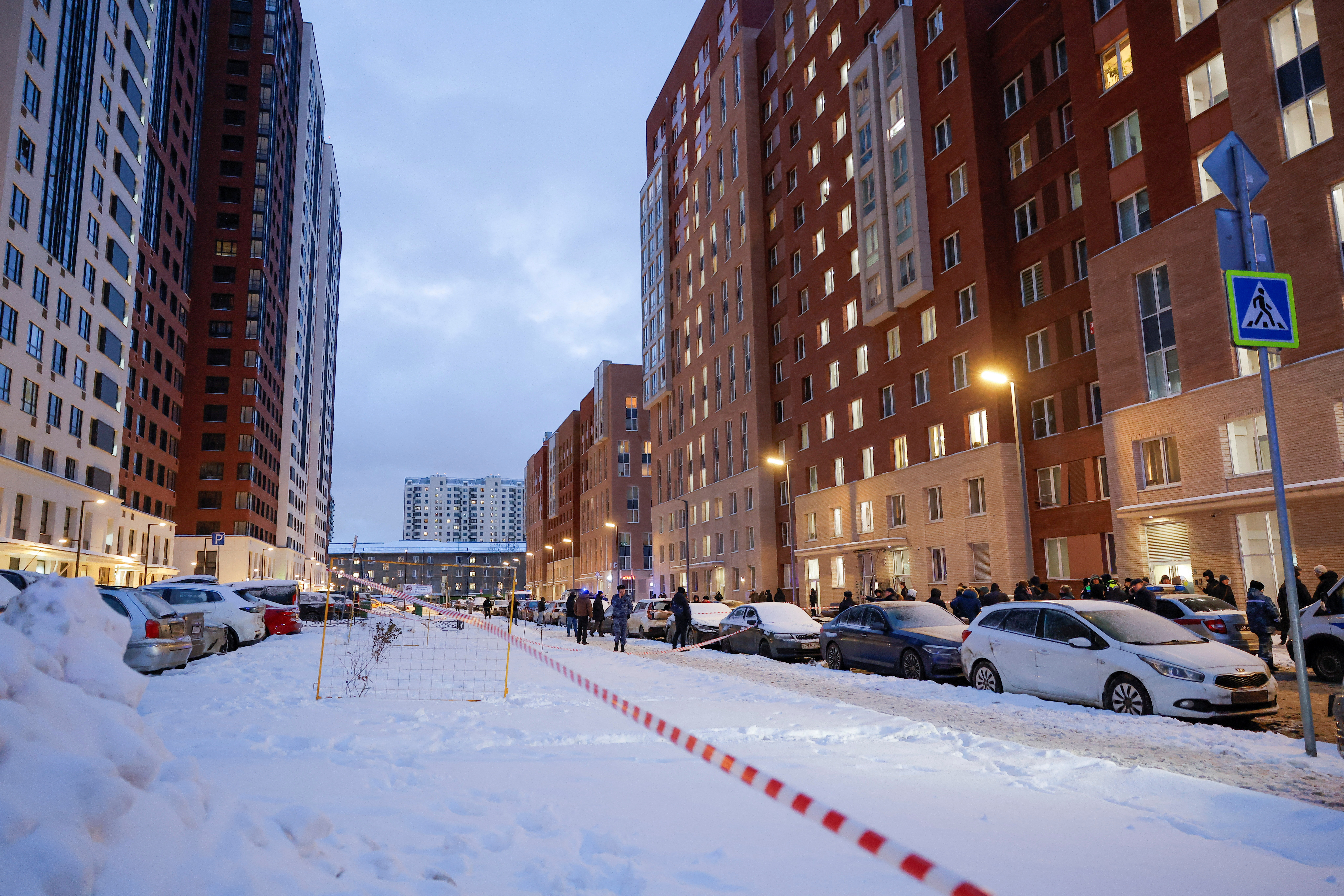 A view shows a scene of an explosion, which reportedly killed two army officers, in Moscow