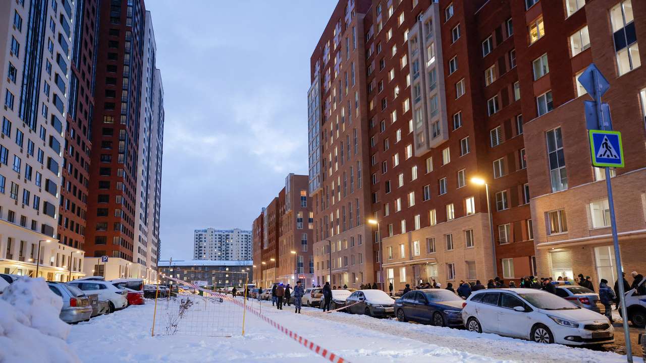 A view shows a scene of an explosion, which reportedly killed two army officers, in Moscow