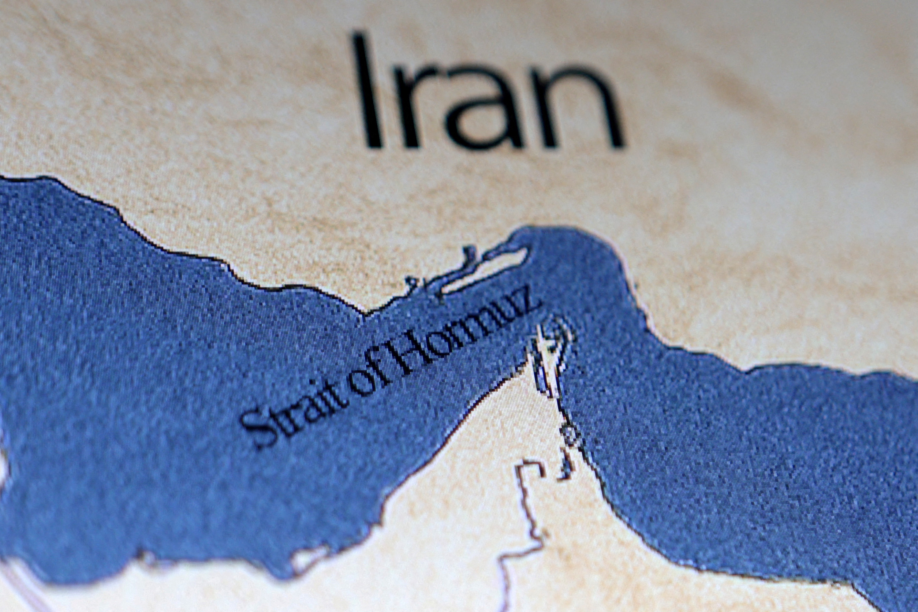 FILE PHOTO: Illustration shows map showing the Strait of Hormuz and Iran