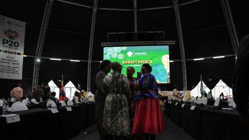 FILE PHOTO: South African Finance Minister Enoch Godongwana presents the 2025 budget in Cape Town