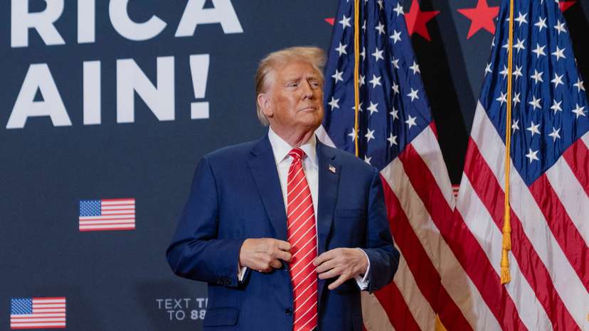 Former U.S. President and Republican presidential candidate Donald Trump campaigns in Clinton