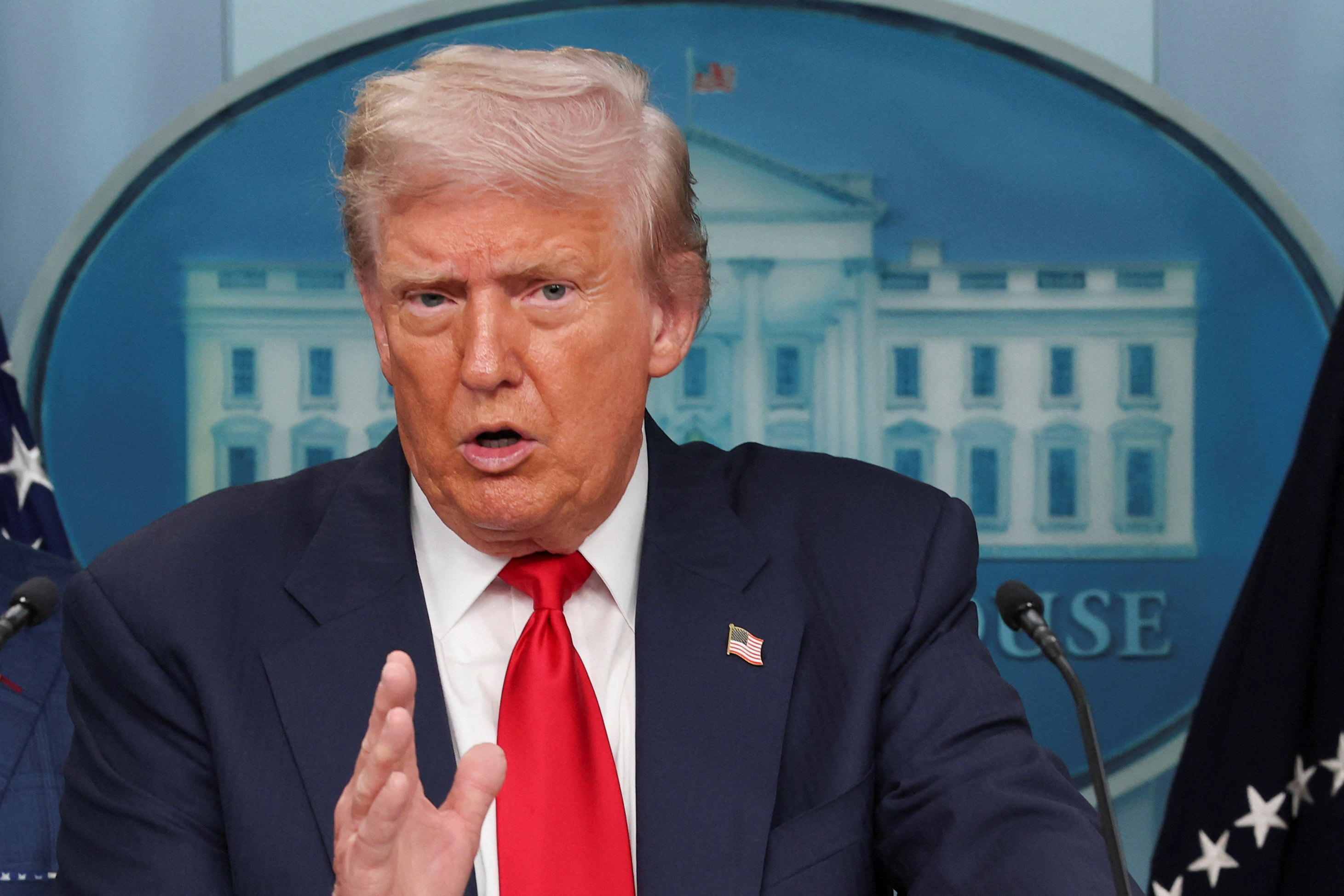 U.S. President Trump meets members of the media at the White House in Washington, D.C
