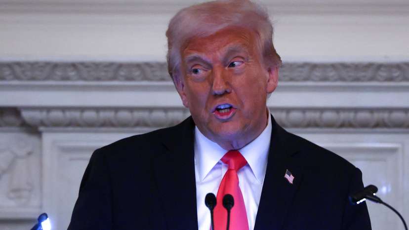 U.S. President Donald Trump participates in the White House Iftar dinner at the State Dining Room of the White House
