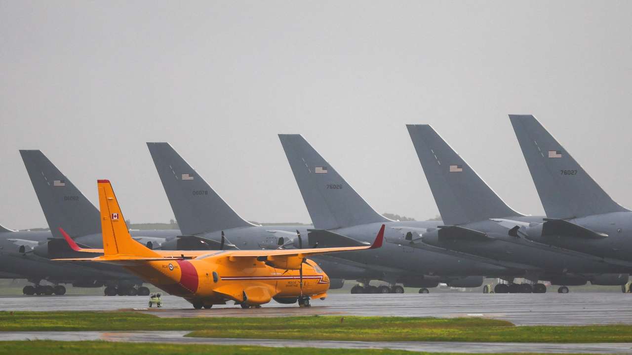 FILE PHOTO: U.S. military planes on the tarmac of Lajes air base in Terceira island, Azores