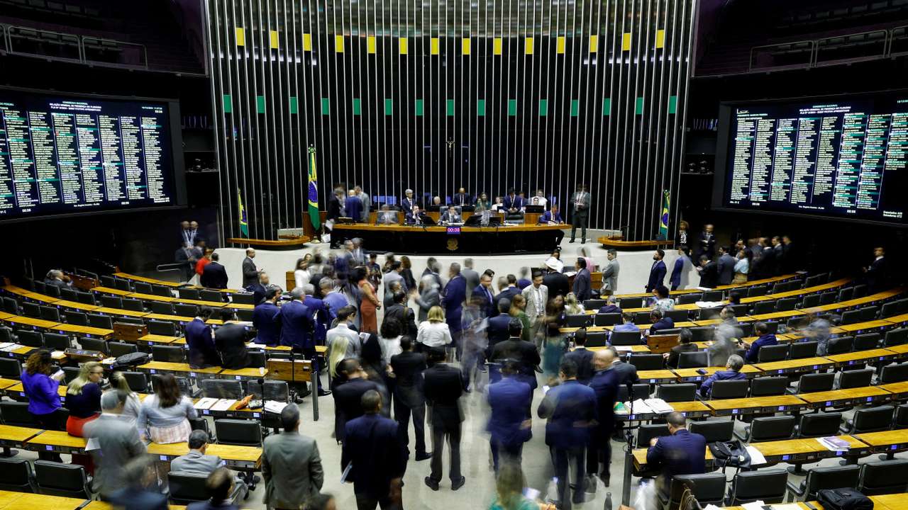 FILE PHOTO: A general view of the plenary chamber of deputies during a session at the National Congress in Brasilia