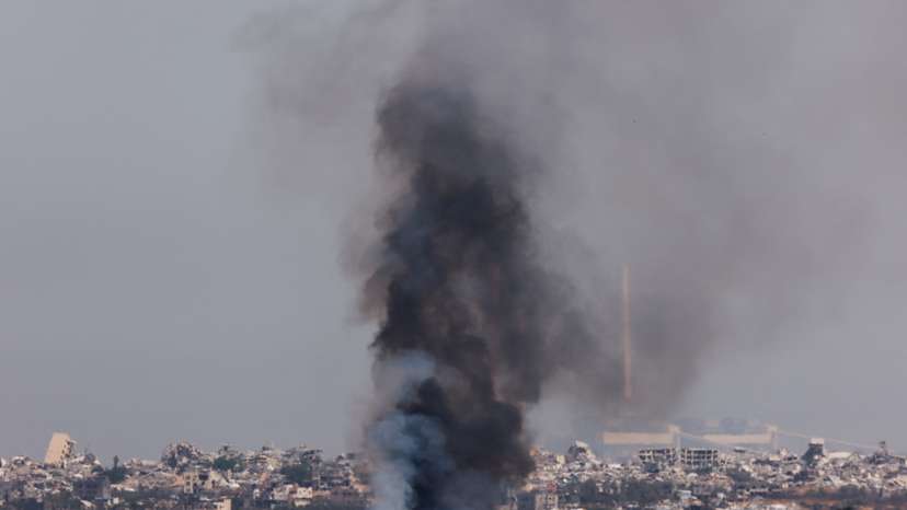 Smoke rises from Gaza, as seen from the Israel