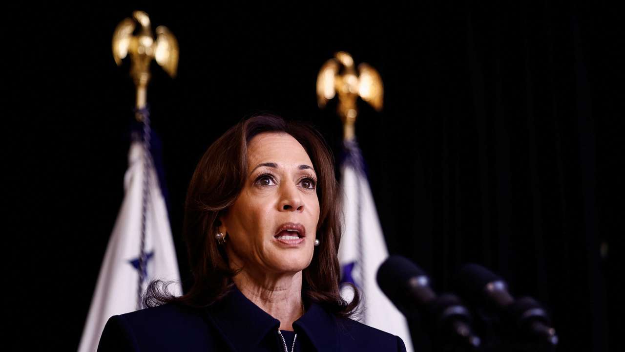Democratic presidential nominee and U.S. Vice President Kamala Harris visits Josephine Butler Park Center