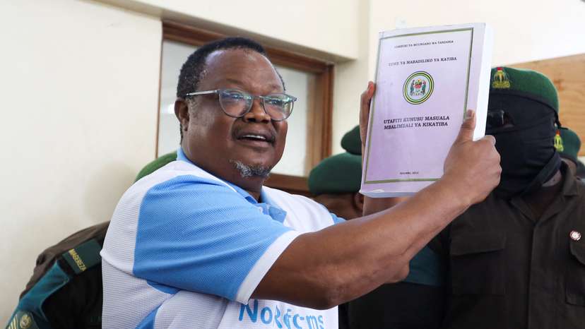 Tanzanian opposition leader and former presidential candidate of CHADEMA party Tundu Lissu at the Kisutu Resident Magistrate Court, in Dar es Salaam