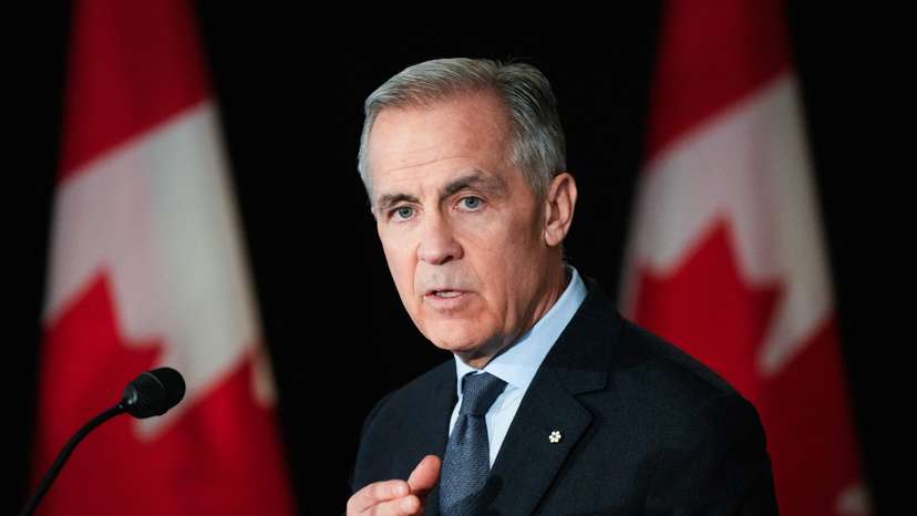 Canada's Prime Minister Mark Carney speaks during a news at the Citadelle in Quebec City