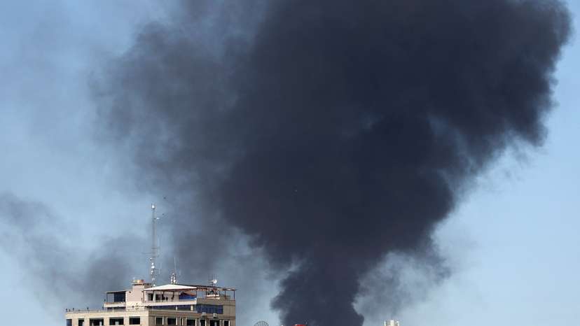 Smoke rises from Qamishli