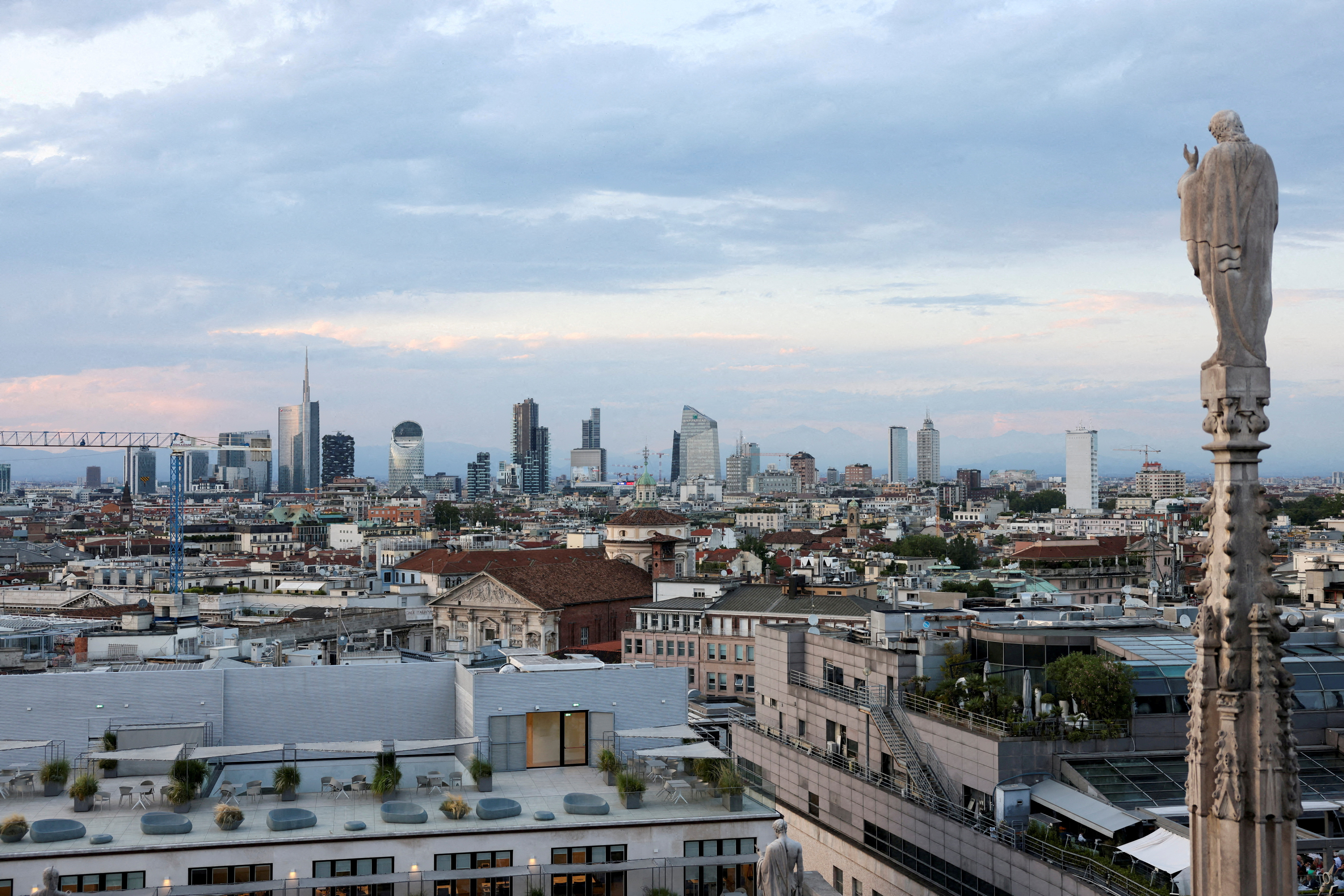 FILE PHOTO: A view shows Milan's skyline during sunset