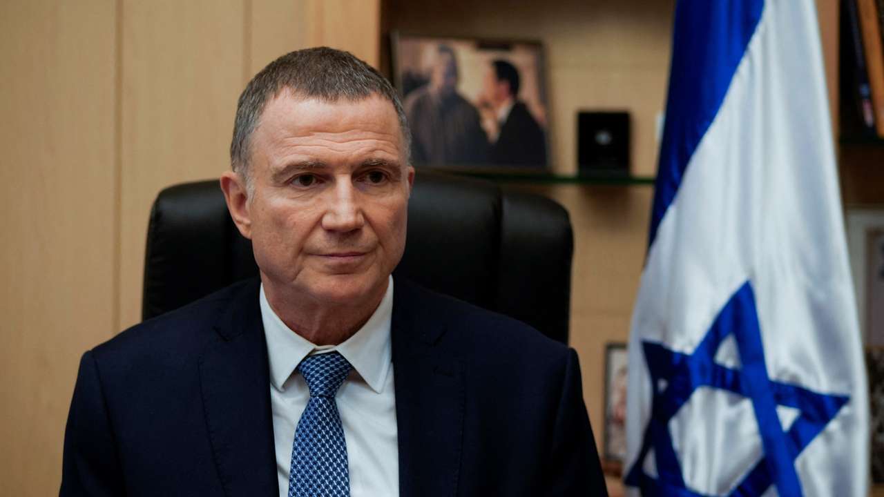 Yuli Edelstein, Chairman of the Knesset Foreign Affairs and Defense Committee, speaks during an interview with Reuters in Jerusalem