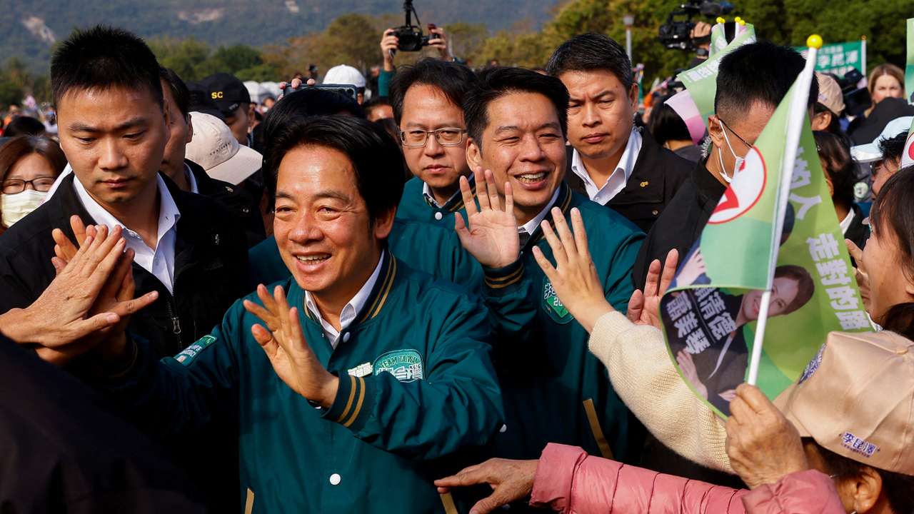 FILE PHOTO: Lai Ching-te, Taiwan's vice president and the ruling Democratic Progressive Party's (DPP) presidential candidate arrives an election campaign event in Kaohsiung