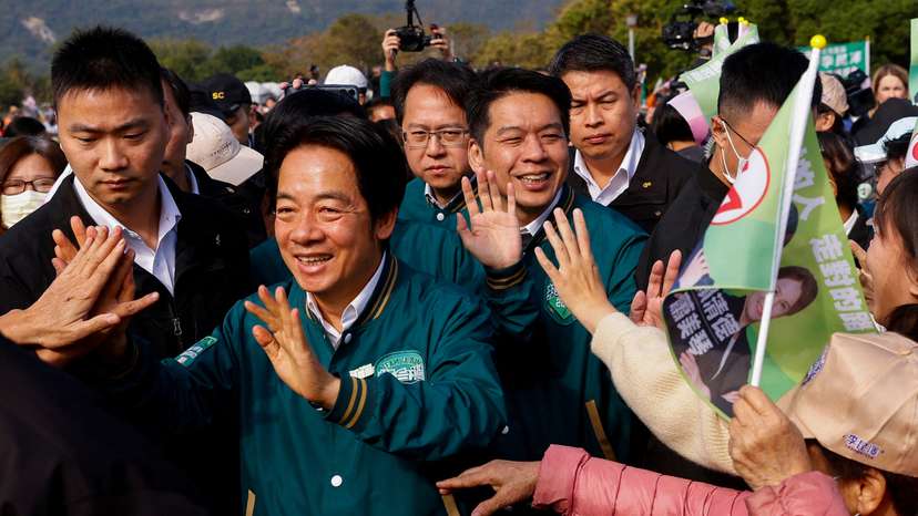 FILE PHOTO: Lai Ching-te, Taiwan's vice president and the ruling Democratic Progressive Party's (DPP) presidential candidate arrives an election campaign event in Kaohsiung