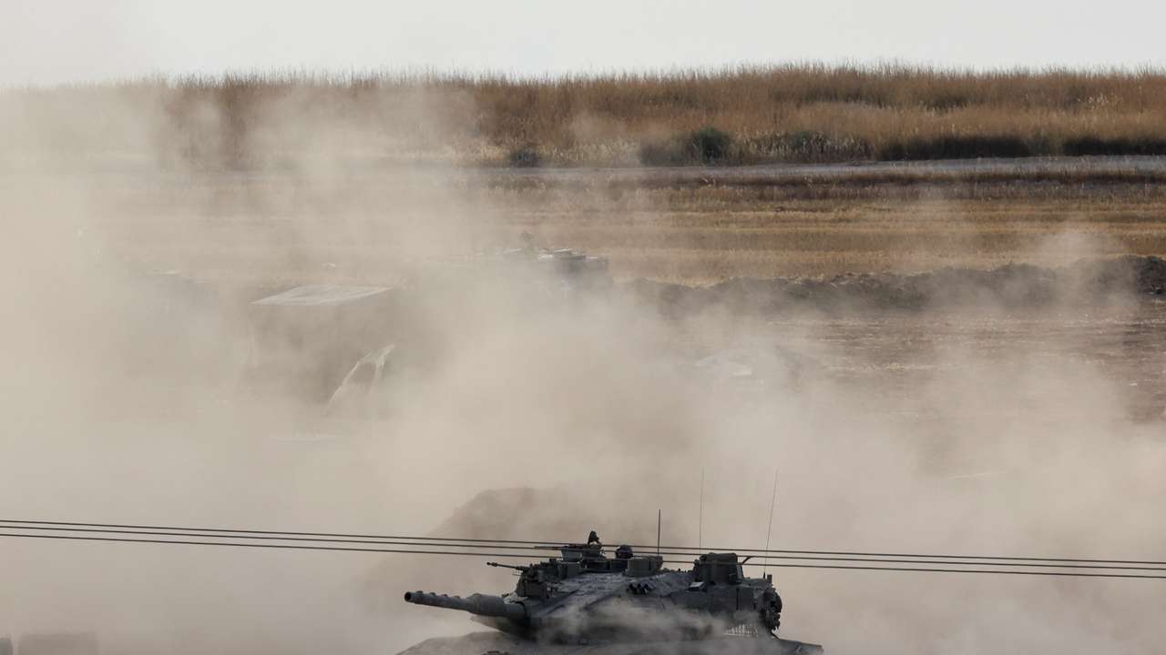 An Israeli tank manoeuvres in Gaza