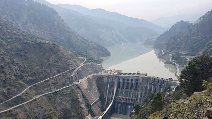 A view of Baglihar Dam, also known as Baglihar Hydroelectric Power Project, on the Chenab river which flows from Indian Kashmir into Pakistan, at Chanderkote