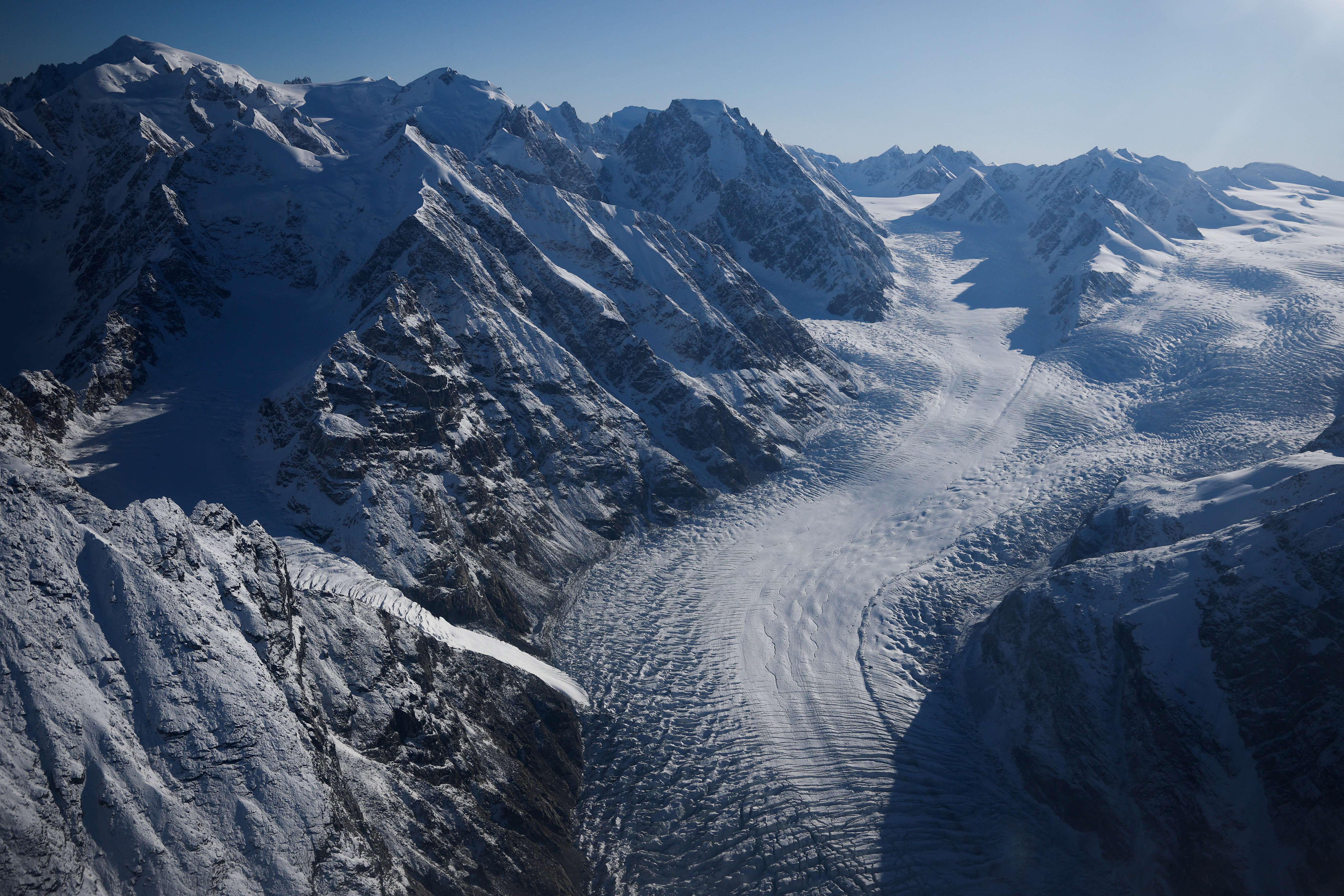An aerial view shows estern Greenland