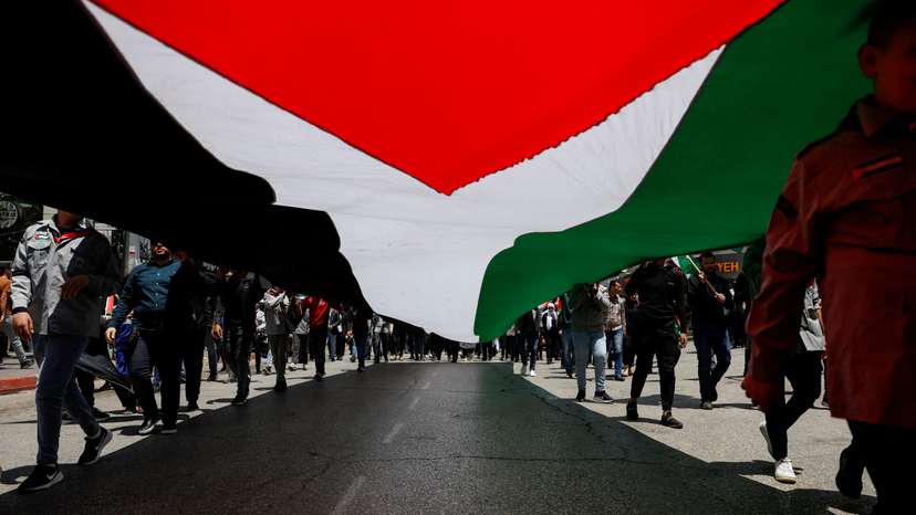 Protest to mark the 76th anniversary of the Nakba, in Ramallah