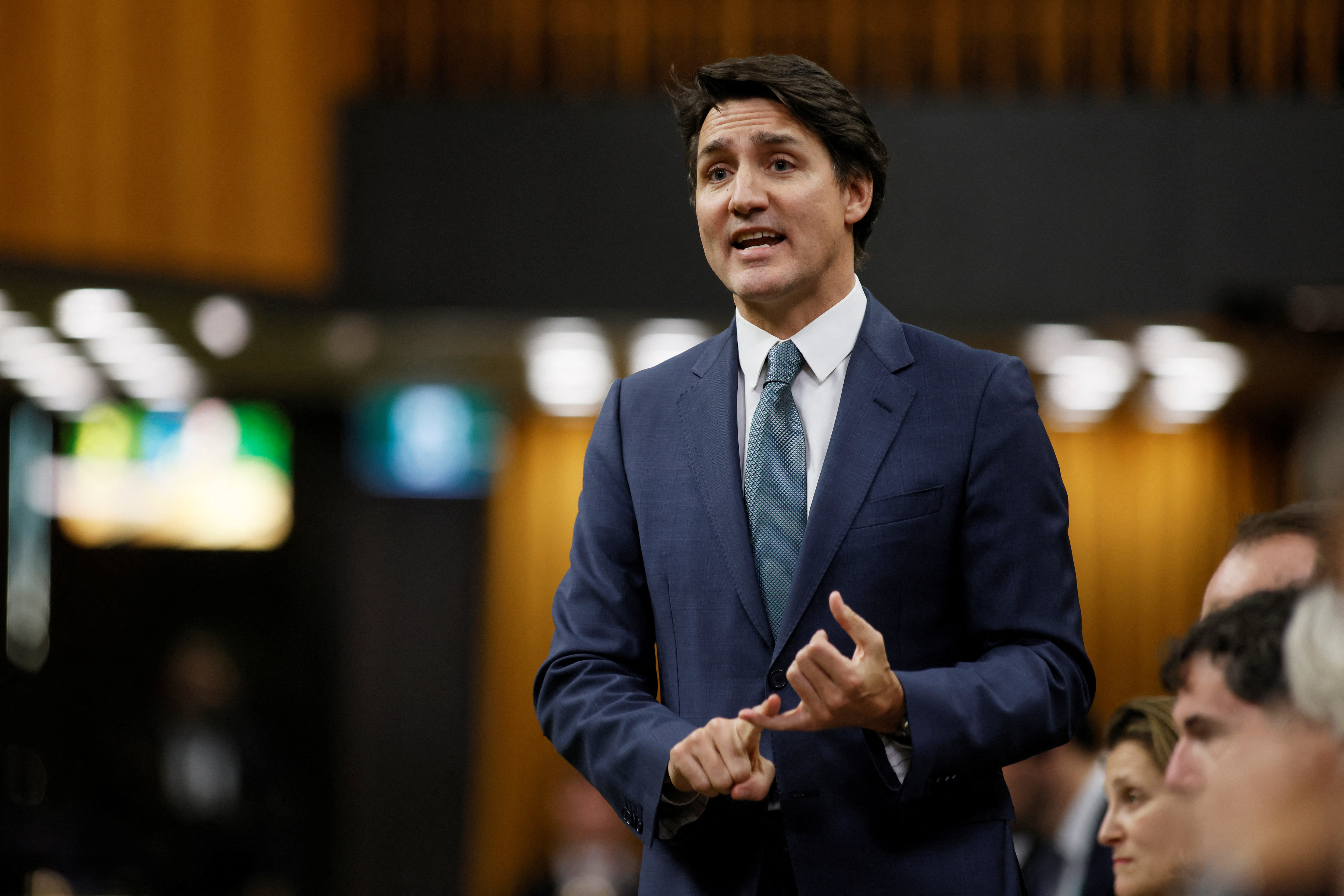 Canada's Prime Minister Justin Trudeau speaks during Question Period in the House of Commons on Parliament Hill in Ottawa