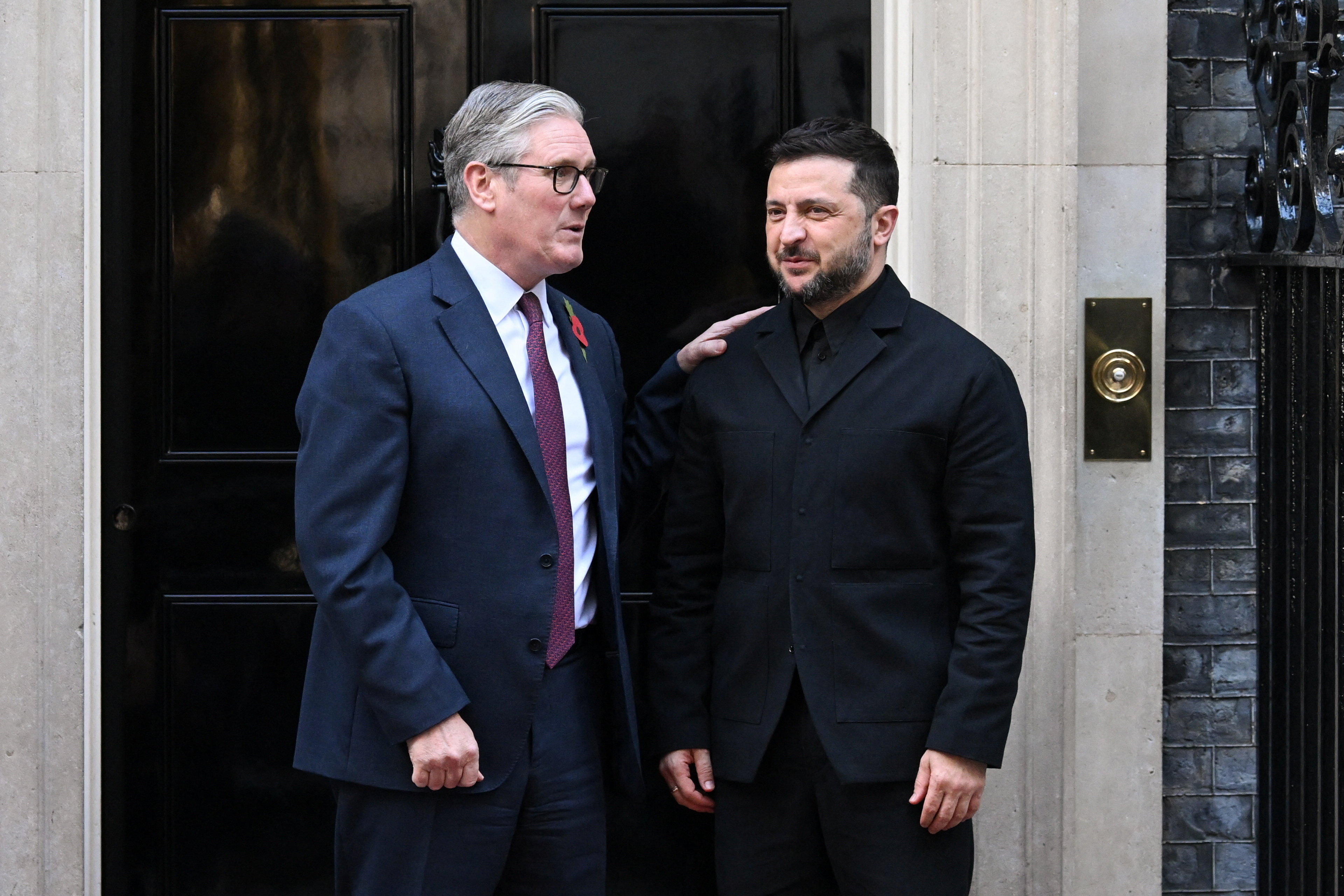 Ukrainian President Zelenskiy meets British PM Starmer on the day of a Coalition of the Willing meeting, in London