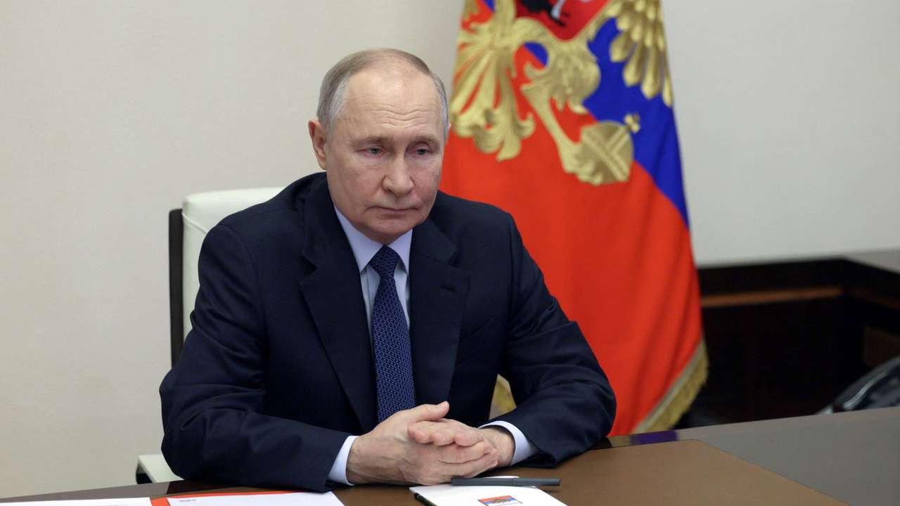 Russian President Putin chairs a Security Council of Russia meeting outside Moscow