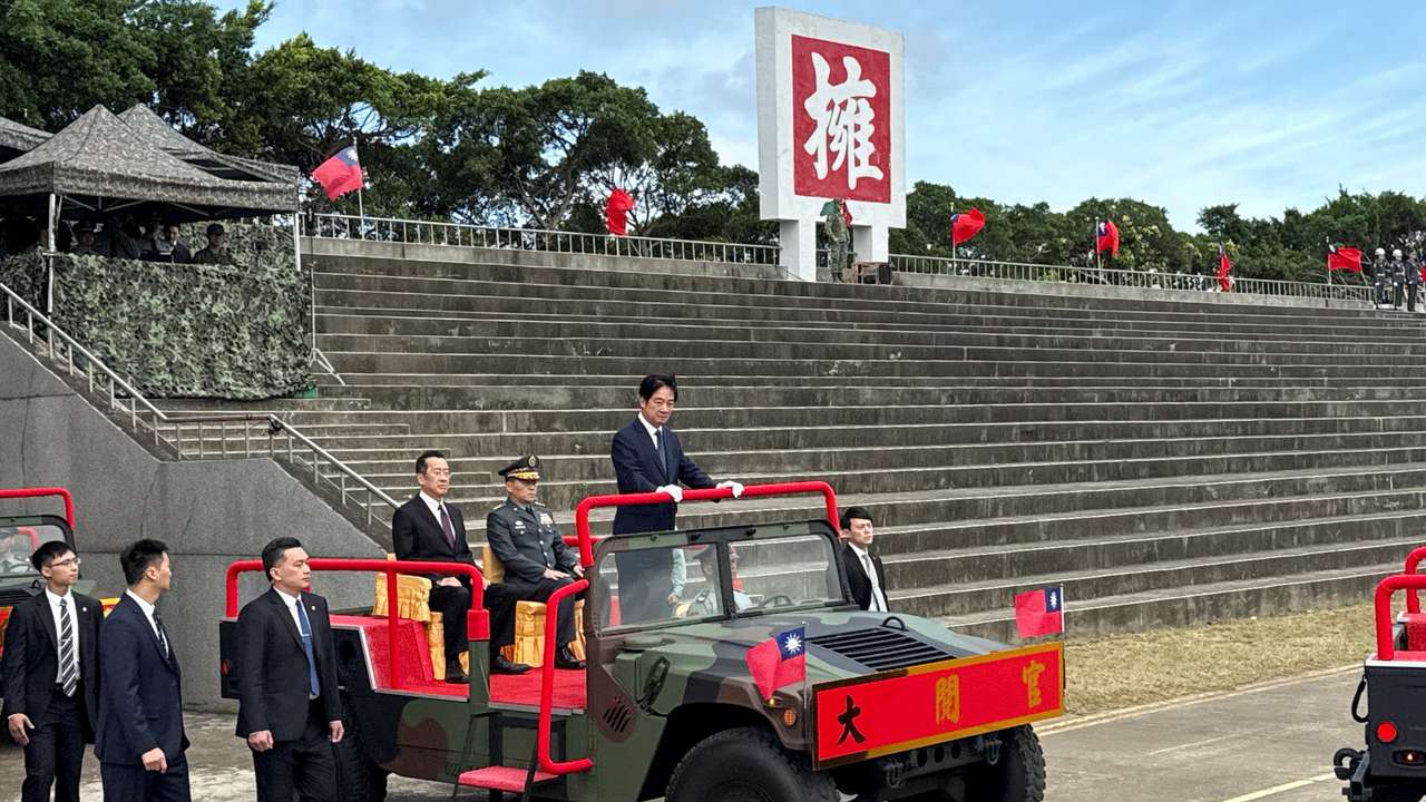 Taiwan President Lai Ching-te at the Hukou military base in Hsinchu