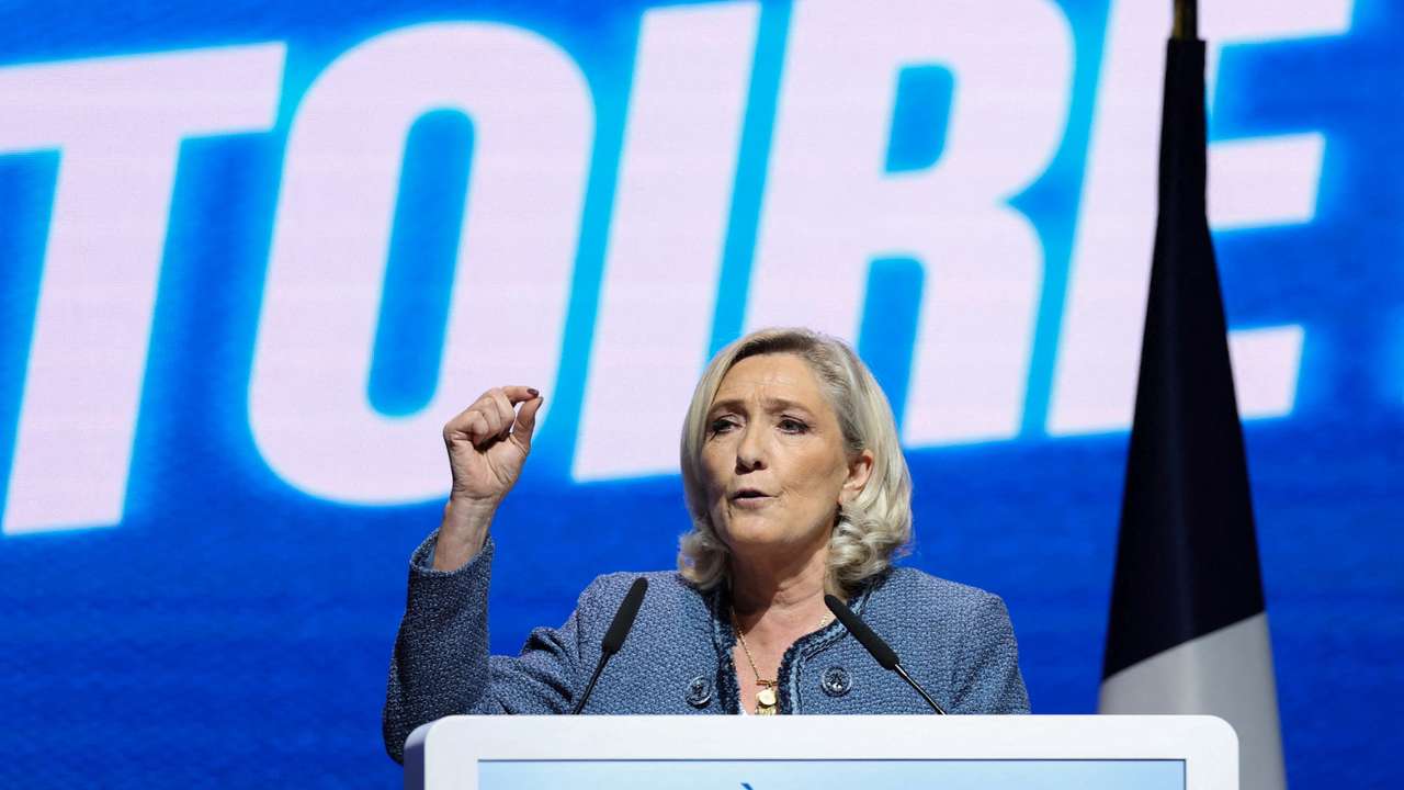 FILE PHOTO: Political rally of Le Pen and Bardella in Narbonne for May Day