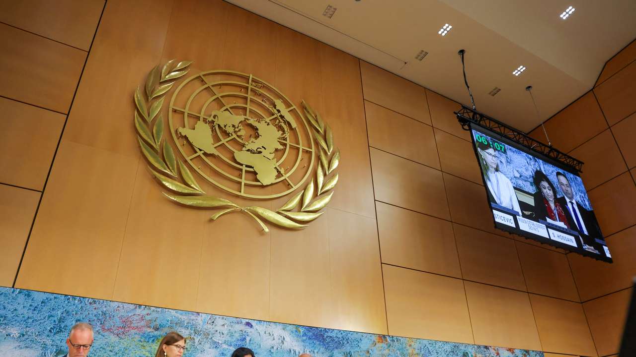 Hossain, Chair of the Independent International Fact-Finding Mission on the Islamic Republic of Iran attends a session of the Human Rights Council in Geneva