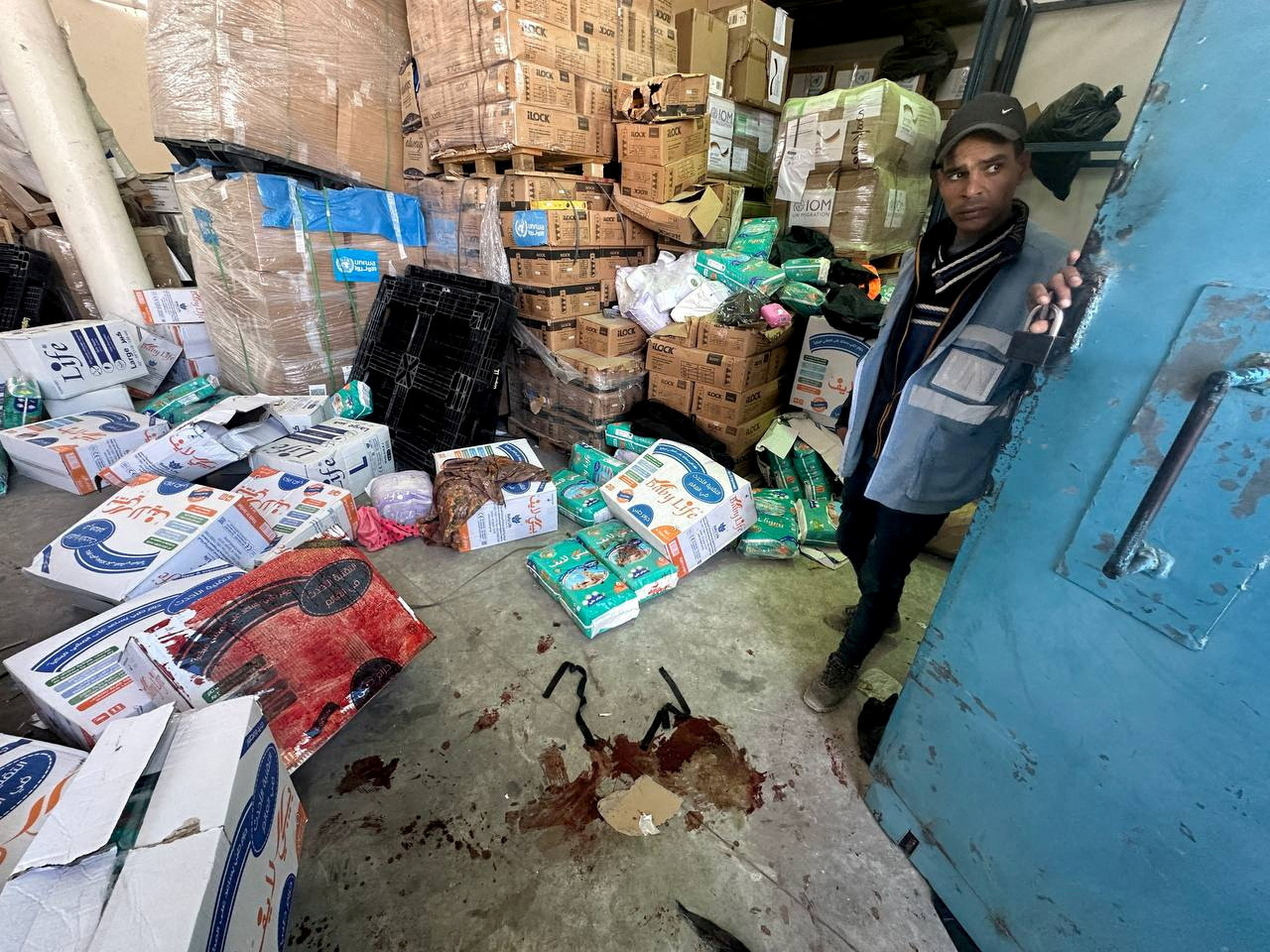 FILE PHOTO: Site of Israeli strike on UNRWA aid distribution center in Rafah, in the southern Gaza Strip