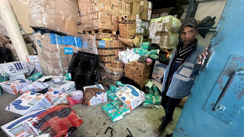 FILE PHOTO: Site of Israeli strike on UNRWA aid distribution center in Rafah, in the southern Gaza Strip