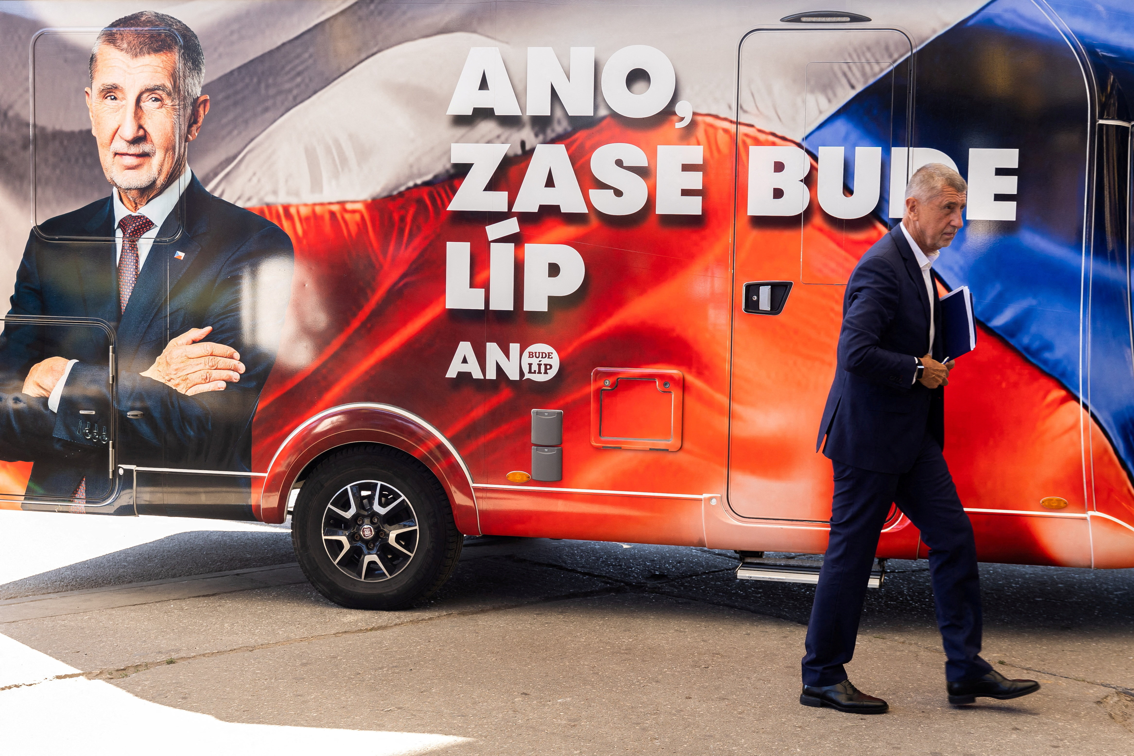 FILE PHOTO: Andrej Babis during an alection campaign, in Ostrava