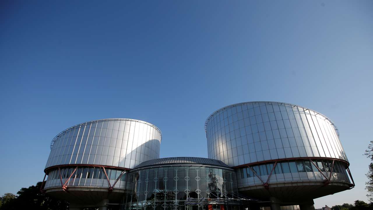 The building of the European Court of Human Rights is seen ahead of the start of a hearing in Strasbourg