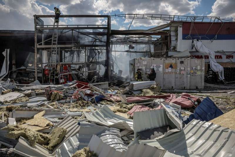 Aftermath of a Russian military strike in Kostiantynivka