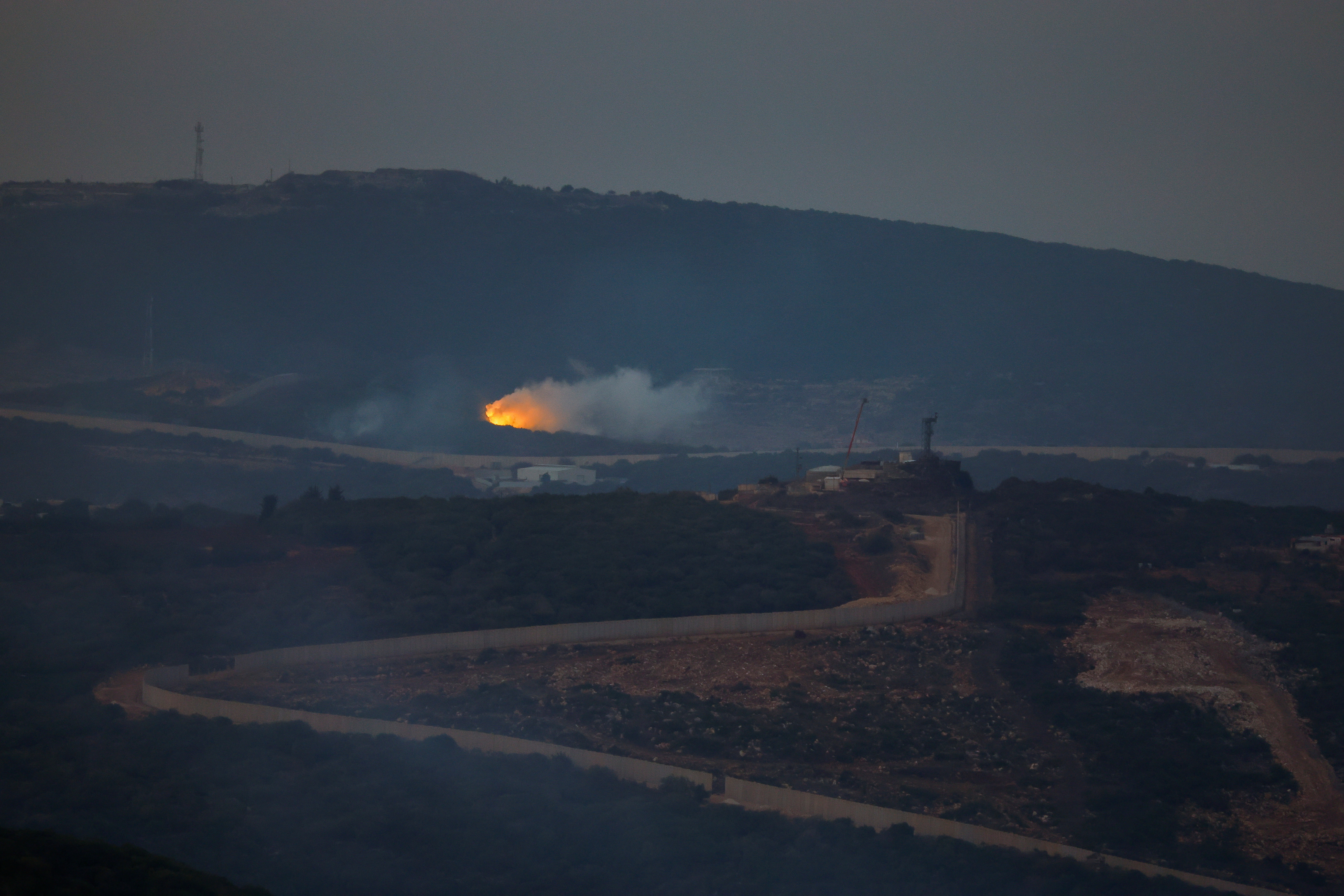 Smoke rises as seen from Israel-Lebanon border in northern Israel